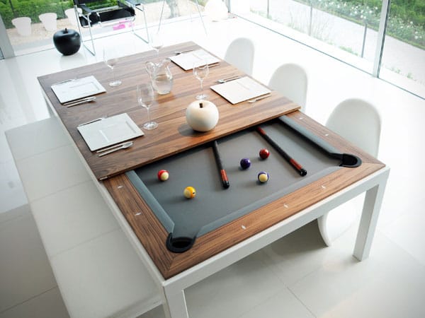 Vom Esstisch zum edlen Poolbillard – mit dem multifunktionalen Tisch von Fusiontables steht Ihrem Spielspaß zuhause nichts im Wege.