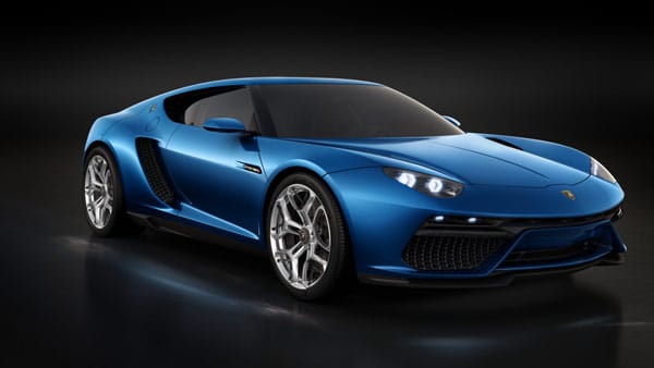 Nur vier Liter Sprit soll die Hybridstudie von Lamborghini verbrauchen. Und dennoch soll der Lambo eine Spitzengeschwindigkeit von 320 km/h bieten.