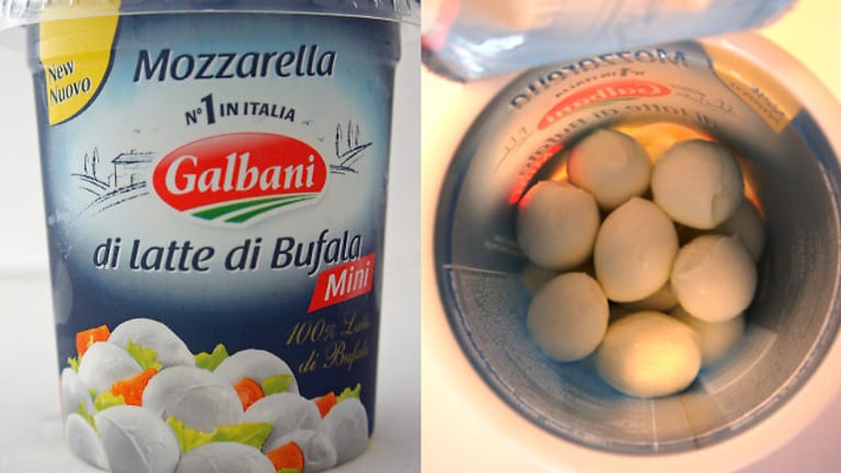 Die Packung von "Mozzarella di Latte di Bufala mini" enthält viel mehr Luft als Inhalt.