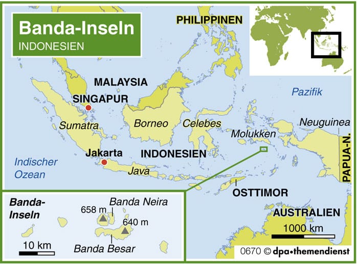 Die Banda-Inseln liegen im Osten Indonesiens.