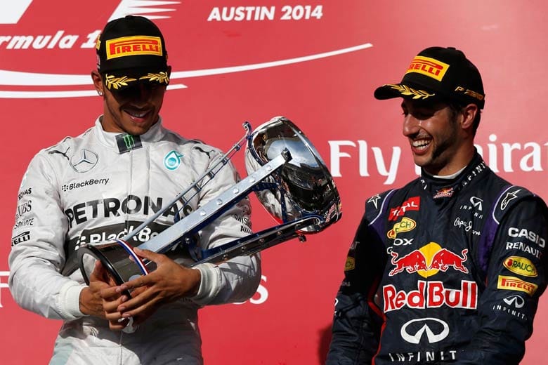 Daniel Ricciardo (re.) zeigt ein tolles Rennen und wird Dritter.