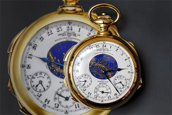 Sie besteht aus 900 Einzelteilen. 1925 beauftragte der New Yorker Banker Patek Phillipe mit dem Bau der Uhr. Nach dreijähriger Forschungsarbeit dauerte es weitere fünf Jahre, bis Patek Philippe die Uhr fertigstellte.