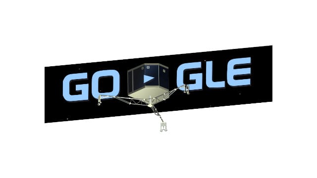Das Google Doodle vom 13.11.2014 erinnert an die "Philae"-Landung auf dem Kometen "Tschuri".