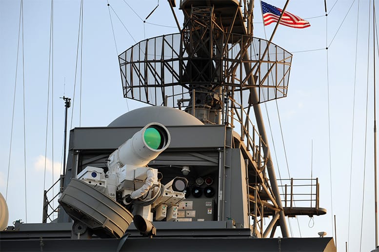 Die Kanone war auf der "USS Ponce" installiert.