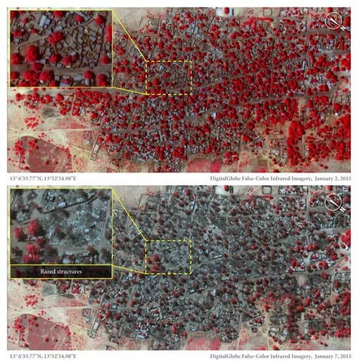Satellitenbilder der Stadt Baga nach dem Angriff von Boko Haram