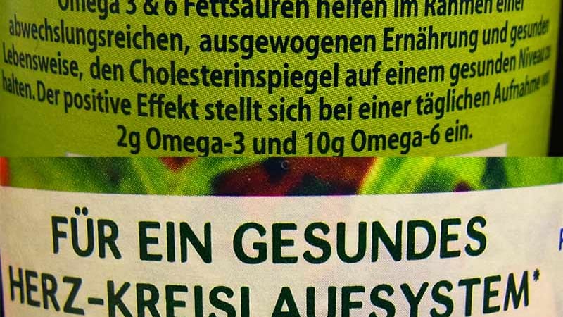 Bei 22 Lebensmitteln wurde der von der EU erlaubte Wortlaut stark verändert. So verwendet Unilever auf dem Becel Omega-3 Pflanzenöl die Behauptung "Für ein gesundes Herz-Kreislauf-System". Offiziell erlaubt ist aber nur: "EPA und DHA tragen zu einer normalen Herzfunktion bei".