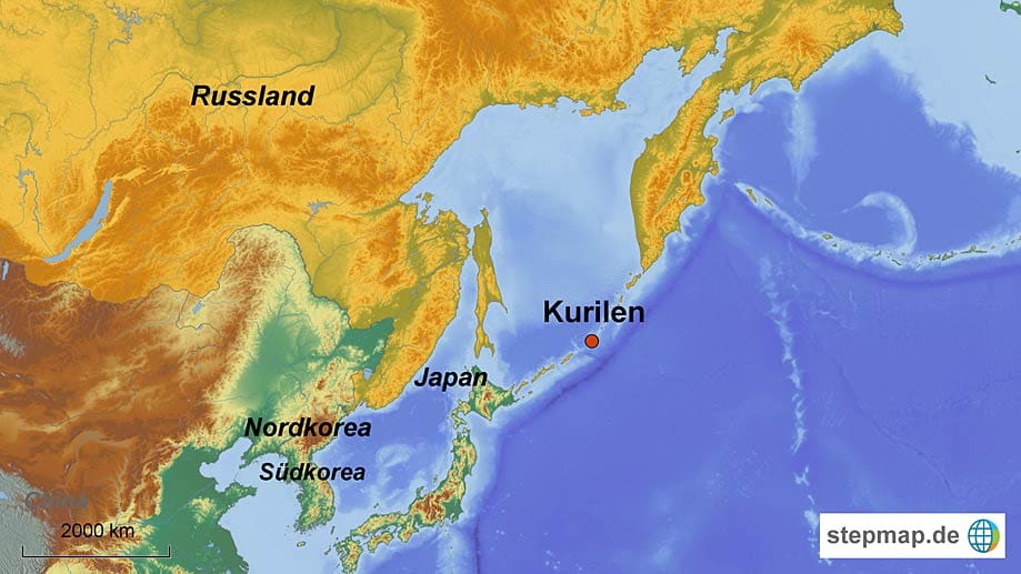 Die Kurilen liegen nordöstlich von Japan, gehören aber zu Russland