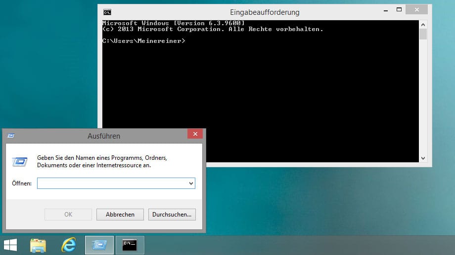 Ausführen-Fenster und Eingabeaufforderung in Windows 8.1