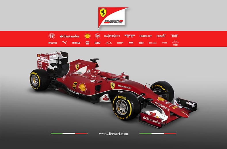 Auffällig an dem neuen Ferrari sind die markanten schwarzen Stellen an der Seite und am Heck.