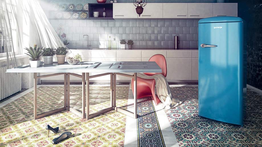 Wer kein Hightech in der Küche braucht, schmückt sein Heim vielleicht mit einem Retro-Gerät. Den RK 60359 mit 1,89 Meter Höhe gibt’s in insgesamt sechs Farben ab etwa 800 Euro.
