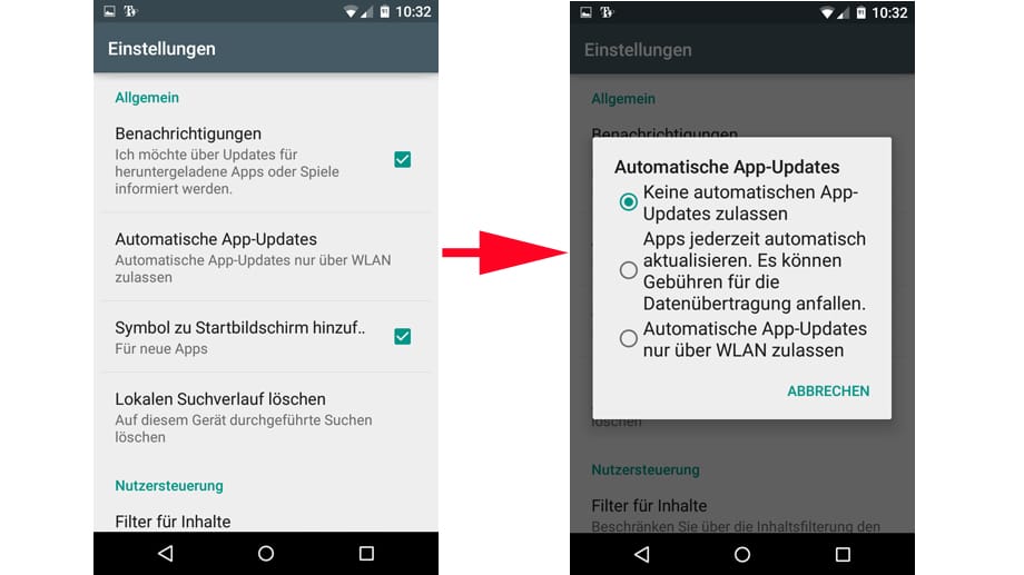 Im Google Play Store können Sie einstellen, ob Apps sich automatisch im Hintergrund aktualisieren sollen.