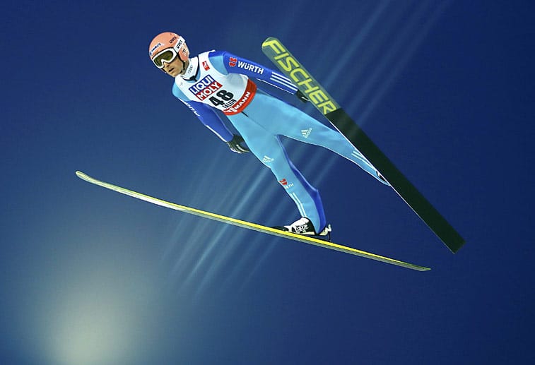 Severin Freund wird auf der Normalschanze in Falun Vize-Weltmeister. Auf der Großschanze klettert er noch einen Platz nach oben und holt Gold.