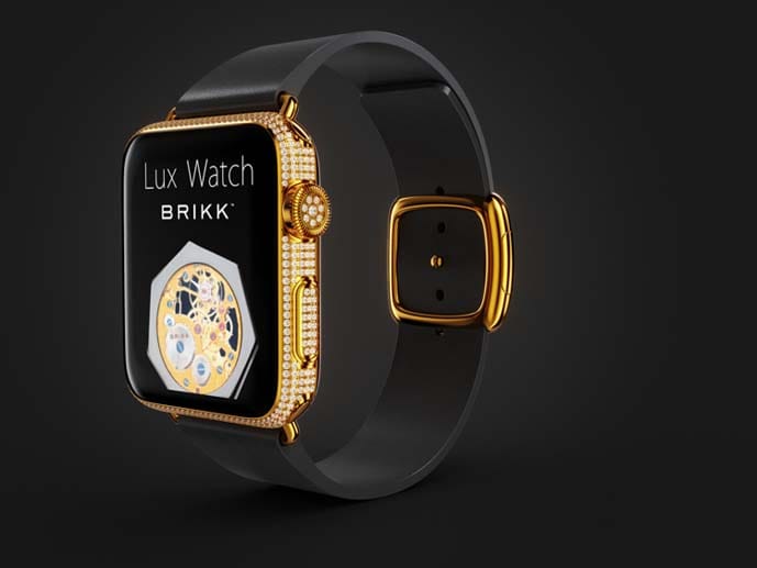 Die Luxus-Versionen von Brikk gibt es zu Preisen ab 48.995 US-Dollar (rund 45.820 Euro). Zu dem Preis gibt es die Apple Watch in der Version "Lux Watch Deluxe" mit einem Durchmesser von 38 Millimetern. Das Gehäuse der Uhr wurde mit Diamanten in einer Größenordnung von bis zu 2,3 Karat versehen.