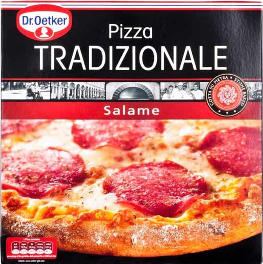 "Dr. Oetker Pizza Tradizionale Salame" (2,66 Euro) konnte ebenfalls mit fruchtigem Aroma und knusprigem Teig überzeugen. Sie erhielt ebenfalls die Note "Gut" (1,9).