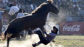 Das Rodeo ist nur für die Mutigsten: Die Gauchos versuchen sich auf ungesattelten wilden Pferden zu halten, die zum Reiten eigentlich nicht tauglich sind.