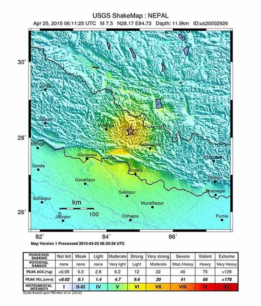 Die Erdbebenregion in Nepal, nordwestlich der Hauptstadt Kathmandu.