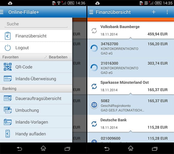 Eine kostenlose App, die sich für mehrere Konten verschiedenster Banken eignet, ist Online-Filiale+. Mit "befriedigend" (2,7 unter Android/2,6 unter iOS) liegt es im oberen Testdrittel.