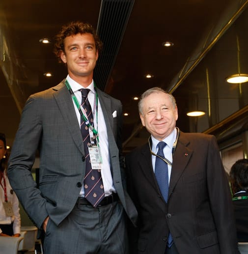 Pierre Casiraghi (li.) ist das jüngste Kind von Caroline von Monaco. Hier posiert er mit FIA-Präsident Jean Todt.
