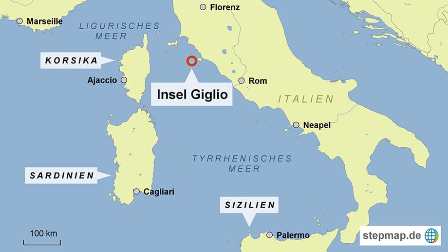 Giglio liegt vor der toskanischen Küste.