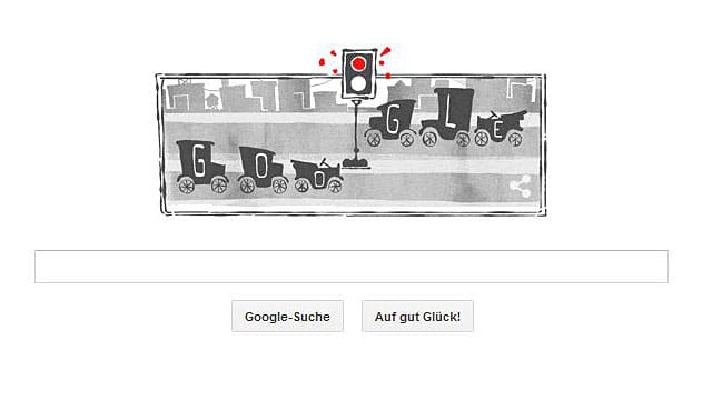 Google Doodle zur ersten elektrischen Ampel.
