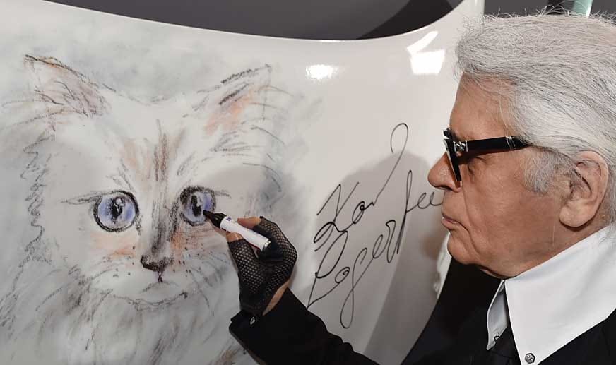 Er hält eine wahre Luxus-Katze: Lagerfeld ließ sie für Opel und japanische Schönheitsprodukte werben. Millionen von Euro soll seine Choupette damit verdient haben.