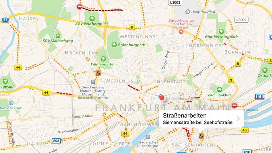 Bei anderen deutschen Städten ist wenigstens eine Echtzeitinformation zur aktuellen Verkehrssituation dazu gekommen.