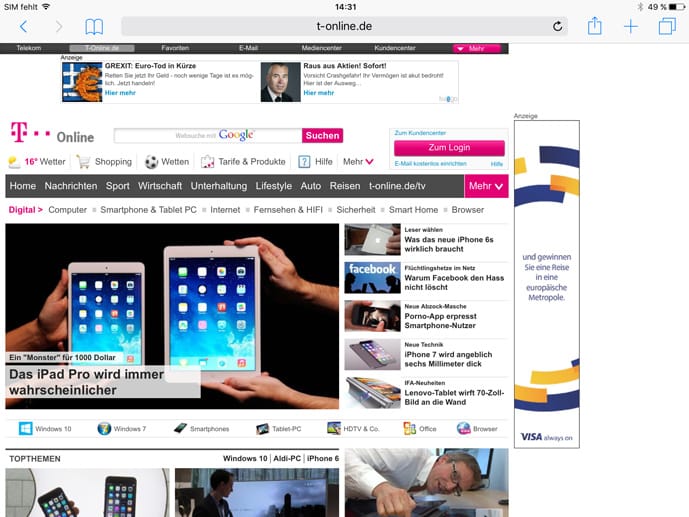 Für das iPad – leider nur das iPad Air 2 – liefert Apple mit iOS 9 eine Multitaskingfunktion mit Spiltscreen aus.