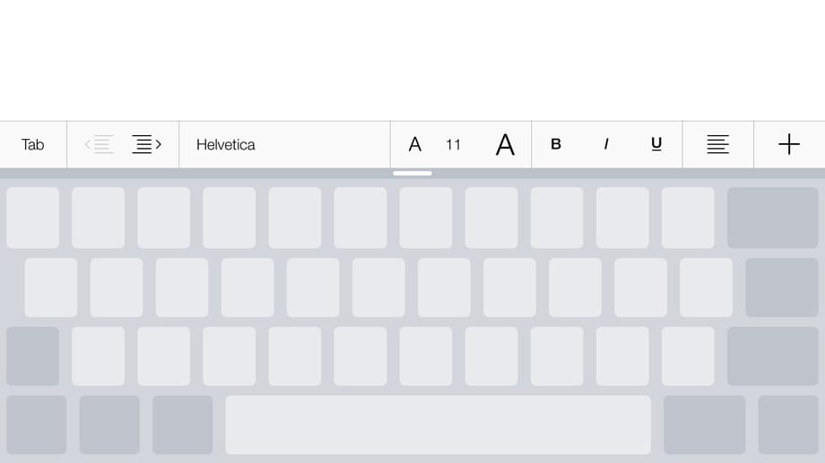 Auf dem iPad kann die Tastatur auch als großes Trackpad benutzt werden, um im Text zu navigieren.