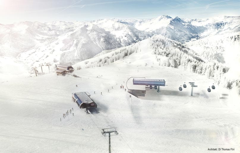 Die neue TirolS-Bahn verbindet Fieberbrunn mit dem Skicircus Saalbach Hinterglemm Leogang. Mit insgesamt 270 Kilometern Abfahrt ist es nun das größte zusammenhängende Skigebiet Österreichs.