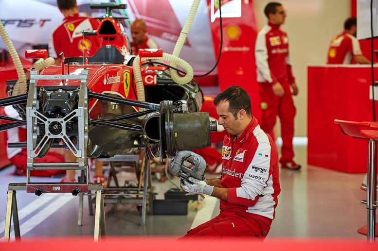 Ein Blick in die Ferrari-Box.