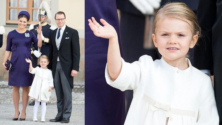 An der Seite von Mama Victoria und Papa Daniel sorgte Prinzessin Estelle bei der Taufe ihres Cousins Nicolas für Entzücken bei den Schweden.