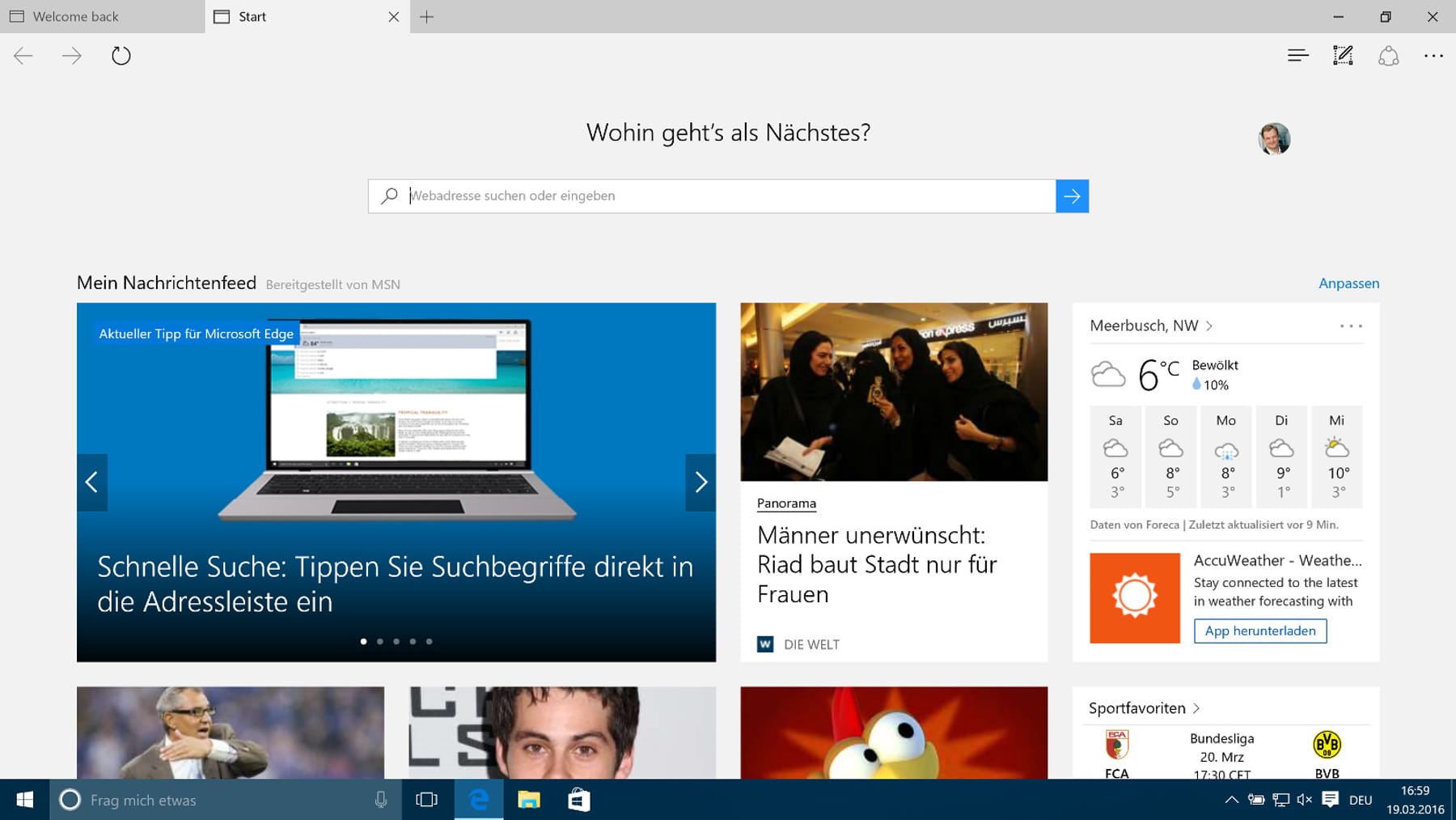 Microsoft Edge in Windows 10