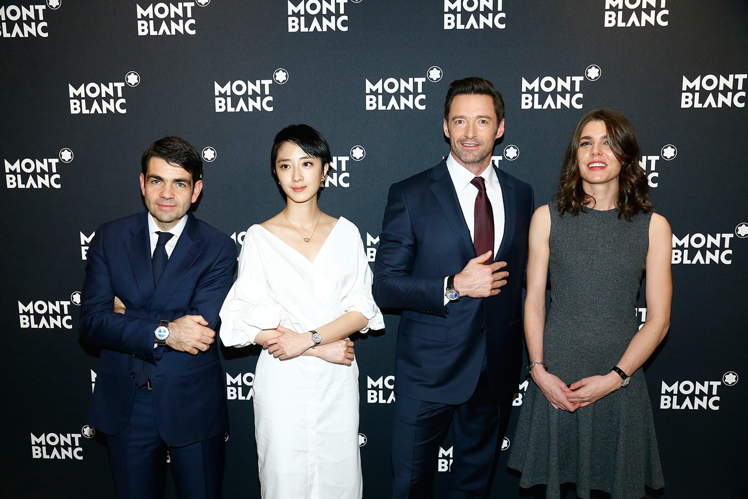 Markenbotschafter Hugh Jackman, Charlotte Casiraghi, Guey Lun Mei und Montblanc CEO Jérôme Lambert feiern den 110. Geburtstag von Montblanc.