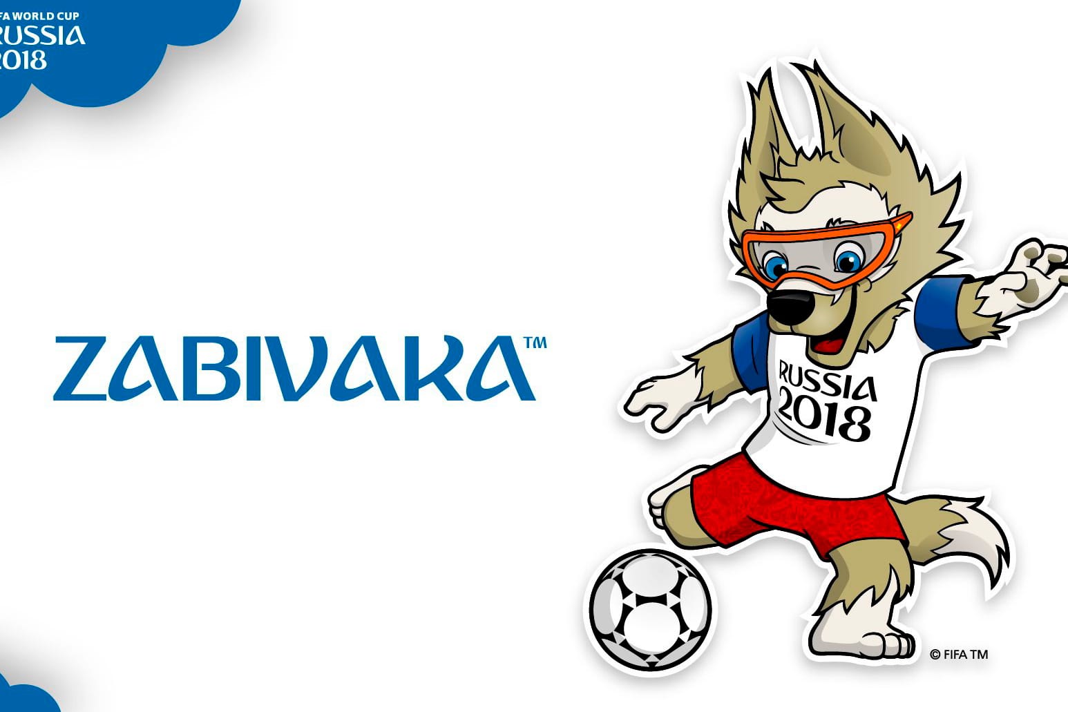 Das Maskottchen für die WM 2018 ist ein Wolf mit Sportbrille namens Zabivaka.
