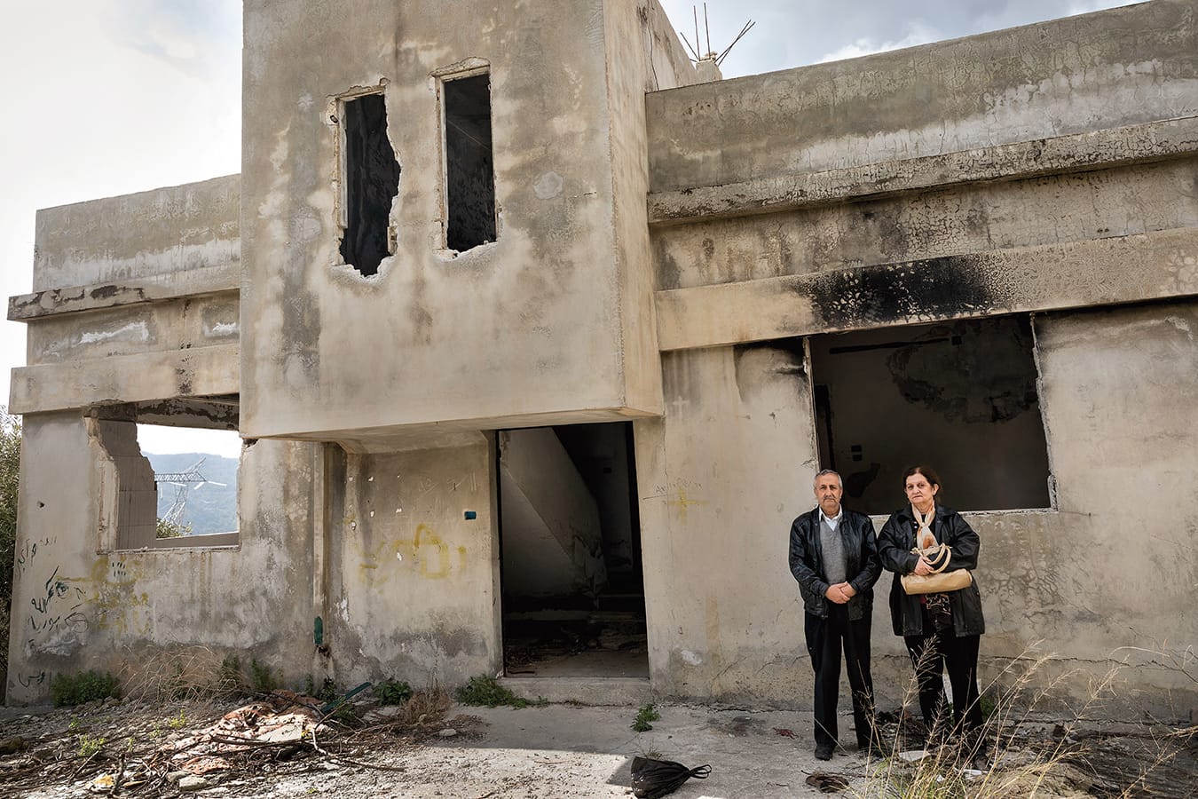 Das zerstörte Wohnhaus vom Ingenieur Spiro Hanna al Qasi und seiner Ehefrau Ramsa Qaroum al Qasi: Eine Rebellengruppe der al-Nusra-Front vertrieb das Ehepaar 2012 aus dem Wohnhaus.