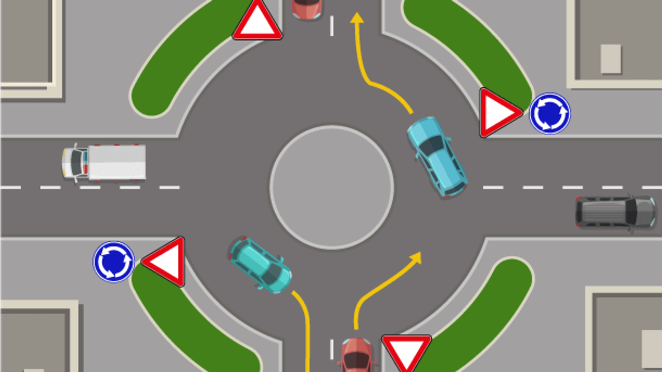 Kreisverkehr: Die Fahrtrichtung ist gegen den Uhrzeigersinn.
