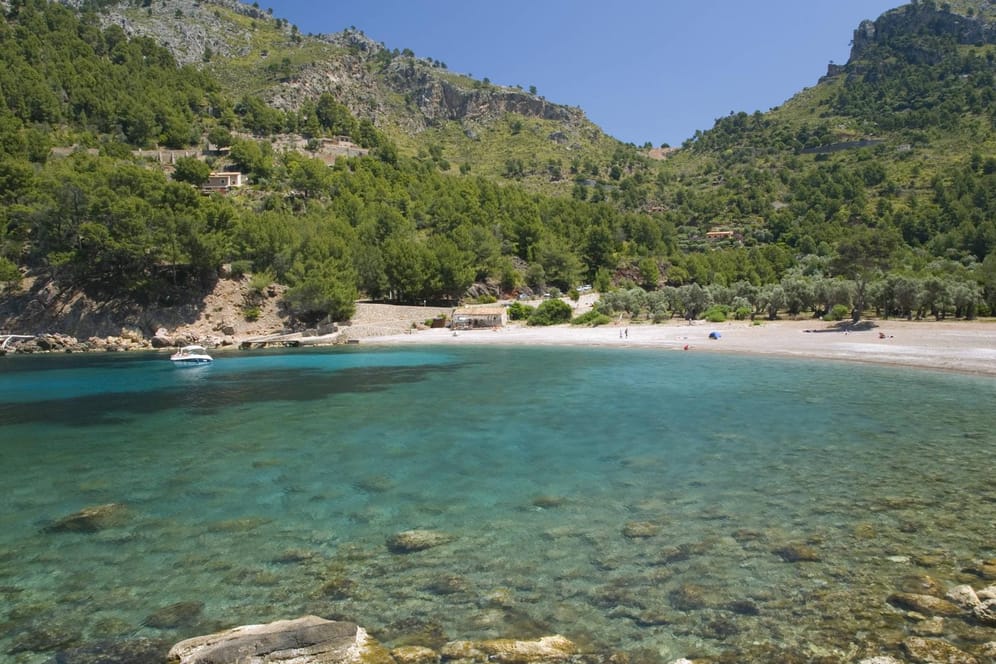 Cala Tuent: Die Bucht mit ihrem steinigen Strand liegt im Nordwesten der Baleareninsel Mallorca.