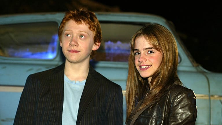 2002: "Harry Potter"-Kollege Rupert Grint und Emma Watson.