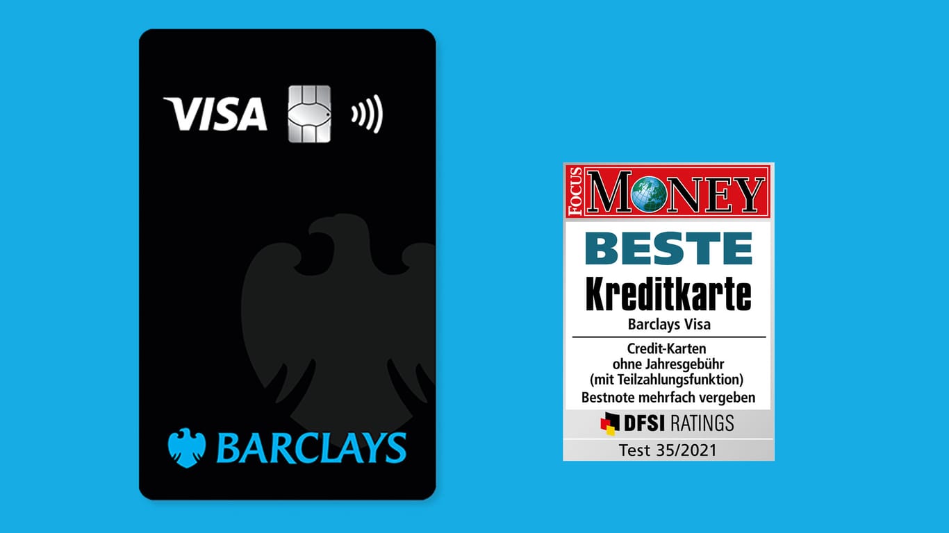 Die Barclays Visa wurde zur besten Kreditkarte ohne Jahresgebühr ausgezeichnet.