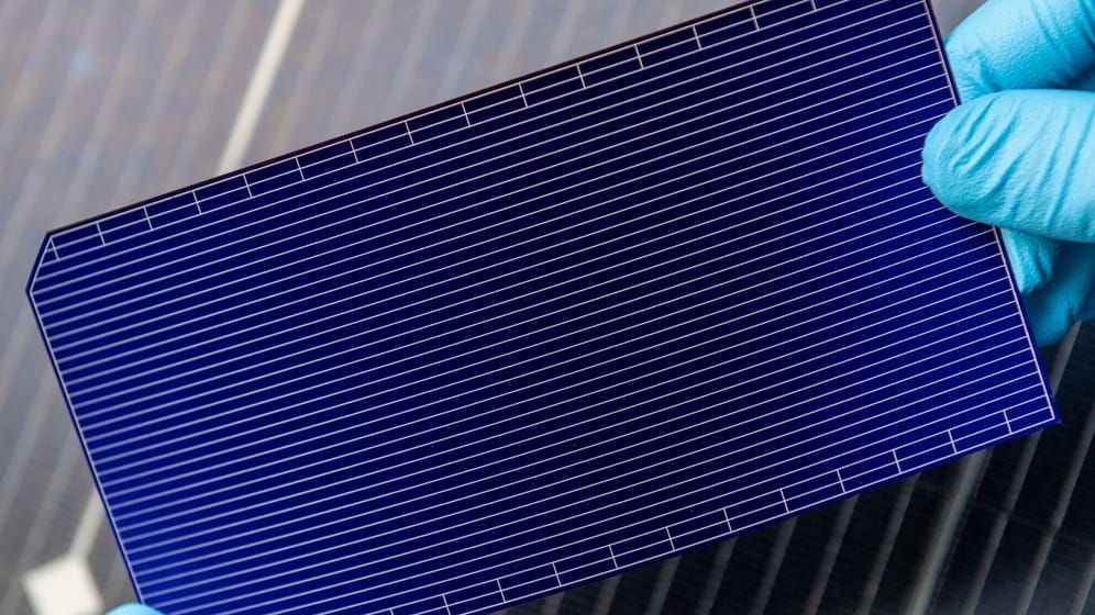 Solche Solarzellen wandeln Sonnenenergie in Strom um und haben einen Stecker.