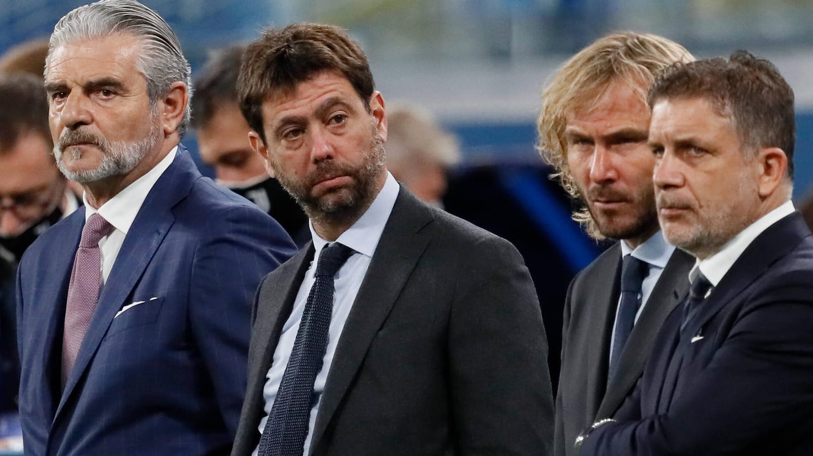 Die Juve-Führungsetage um Agnelli und Nedved (M.): Auch Juve steht mal wieder im Visier der Ermittler.