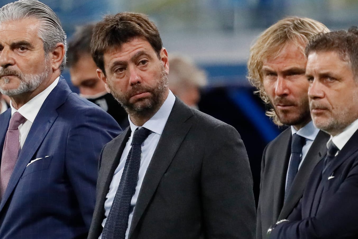 Die Juve-Führungsetage um Agnelli und Nedved (M.): Auch Juve steht mal wieder im Visier der Ermittler.