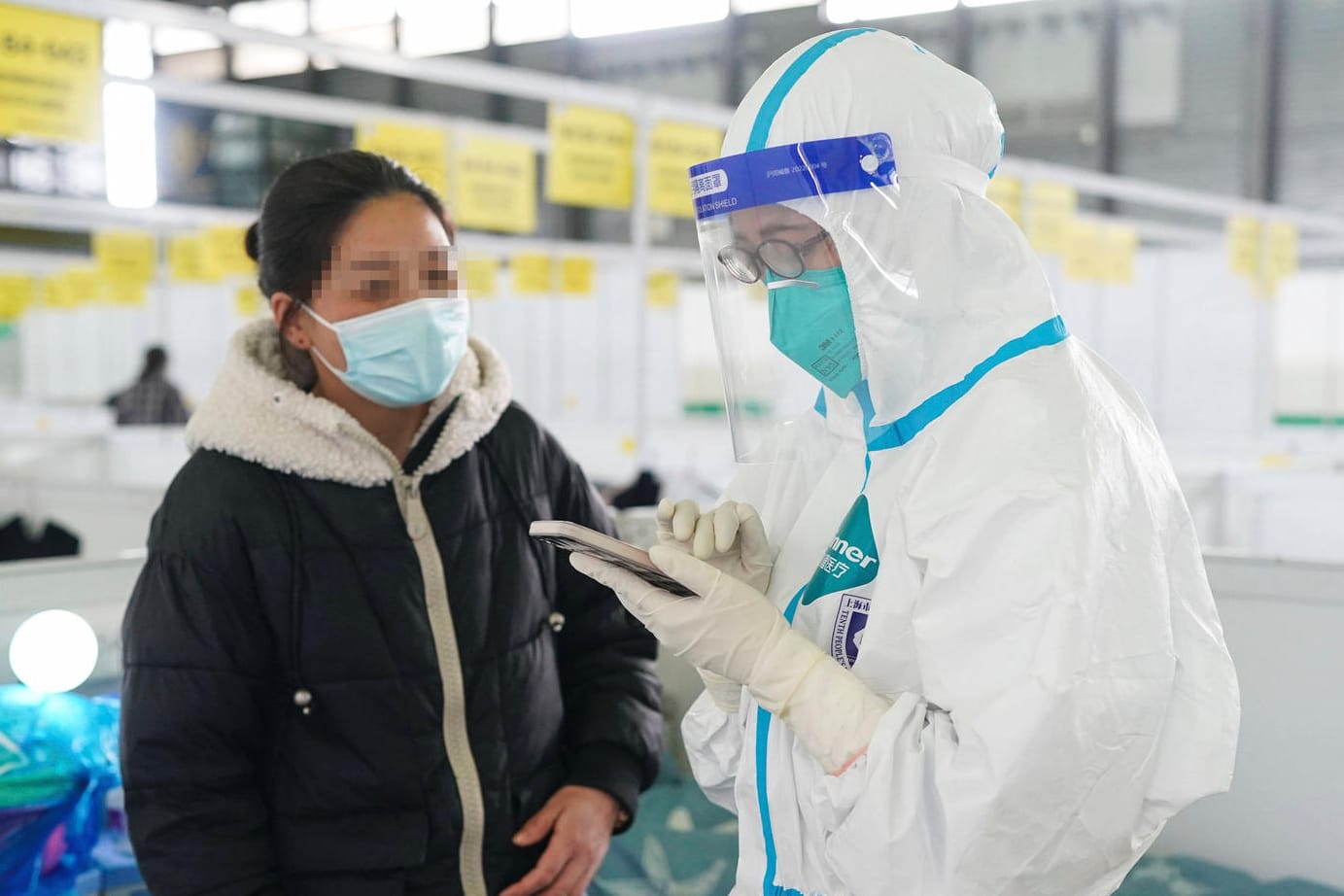 Quarantäne-Zone in Shanghai: Hier werden Menschen mit positivem Corona-Befund untergebracht.