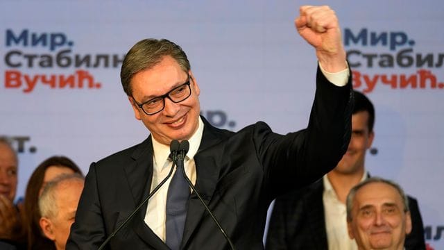 Der serbische Präsident Aleksandar Vucic in Belgrad. Der serbische Präsident Aleksandar Vucic in Belgrad.
