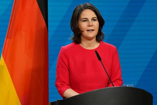 Außenminister Annalena Baerbock auf einer Pressekonferenz im Auswärtigen Amt.