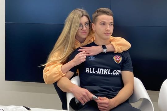 Haben in Dresden Unterschlupf gefunden: Kyrylo Melitschenko und Freundin Anja.