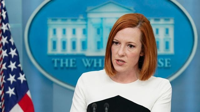 Jen Psaki, Pressesprecherin des Weißen Hauses, in einem Briefing mit Journalisten.