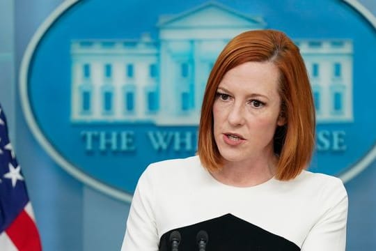 Jen Psaki, Pressesprecherin des Weißen Hauses, in einem Briefing mit Journalisten.