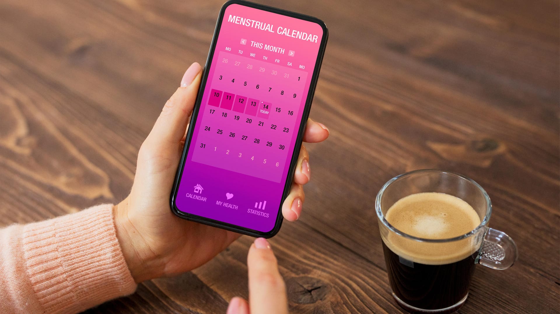 Menstruationskalender als App.