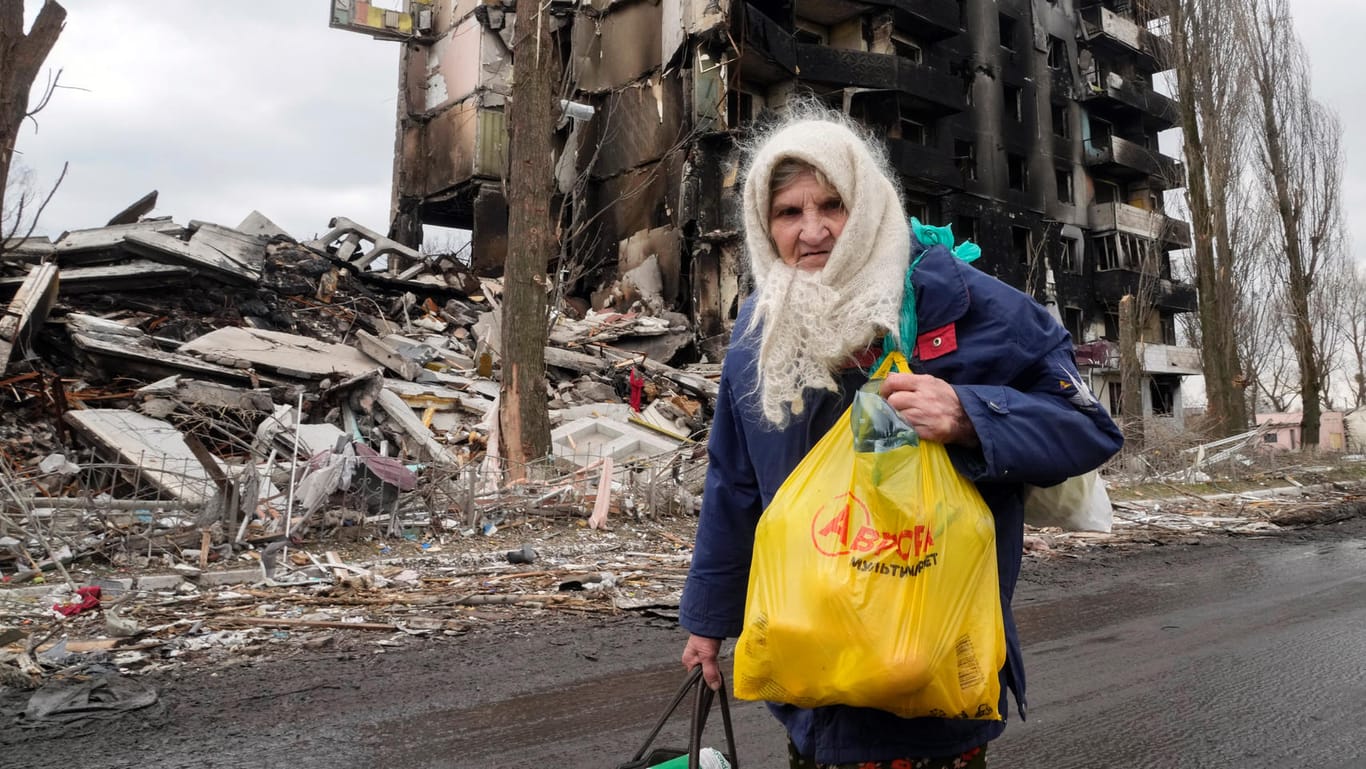 Einwohnerin von Borodjanka: Ukrainische Behörden gehen davon aus, dass es in der Stadt aktuell die meisten Todesopfer in der Region Kiew gibt.
